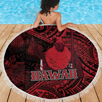 Hawaii King Kamehameha Beach Blanket With Hawaiian Ipu Motifs Red Version LT05 - Polynesian Pride
