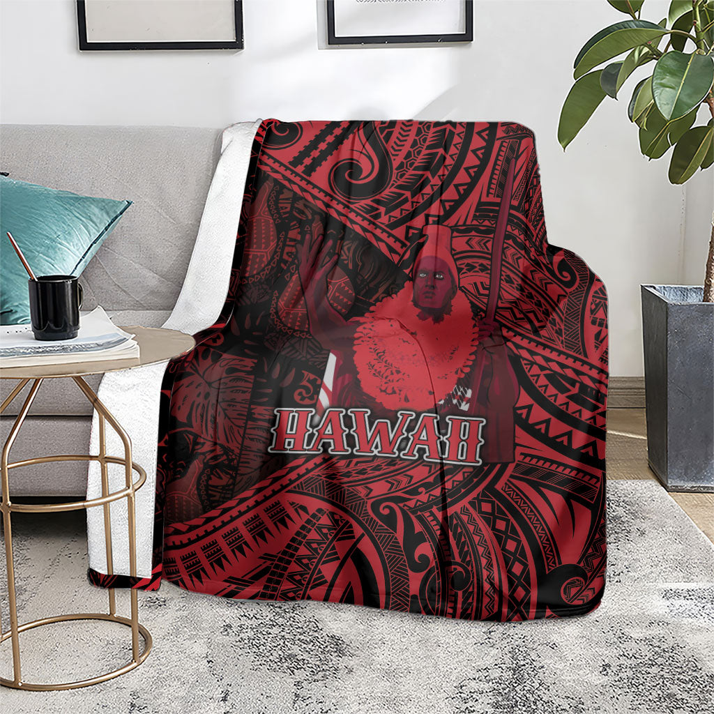 Hawaii King Kamehameha Blanket With Hawaiian Ipu Motifs Red Version LT05 - Polynesian Pride