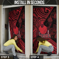 Hawaii King Kamehameha Door Cover With Hawaiian Ipu Motifs Red Version LT05 - Polynesian Pride