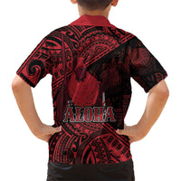 Hawaii King Kamehameha Family Matching Mermaid Dress and Hawaiian Shirt With Hawaiian Ipu Motifs Red Version LT05 - Polynesian Pride