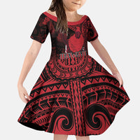 Hawaii King Kamehameha Family Matching Mermaid Dress and Hawaiian Shirt With Hawaiian Ipu Motifs Red Version LT05 Daughter's Dress Red - Polynesian Pride