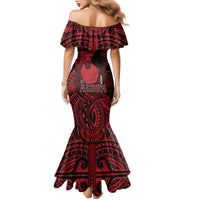 Hawaii King Kamehameha Family Matching Mermaid Dress and Hawaiian Shirt With Hawaiian Ipu Motifs Red Version LT05 - Polynesian Pride