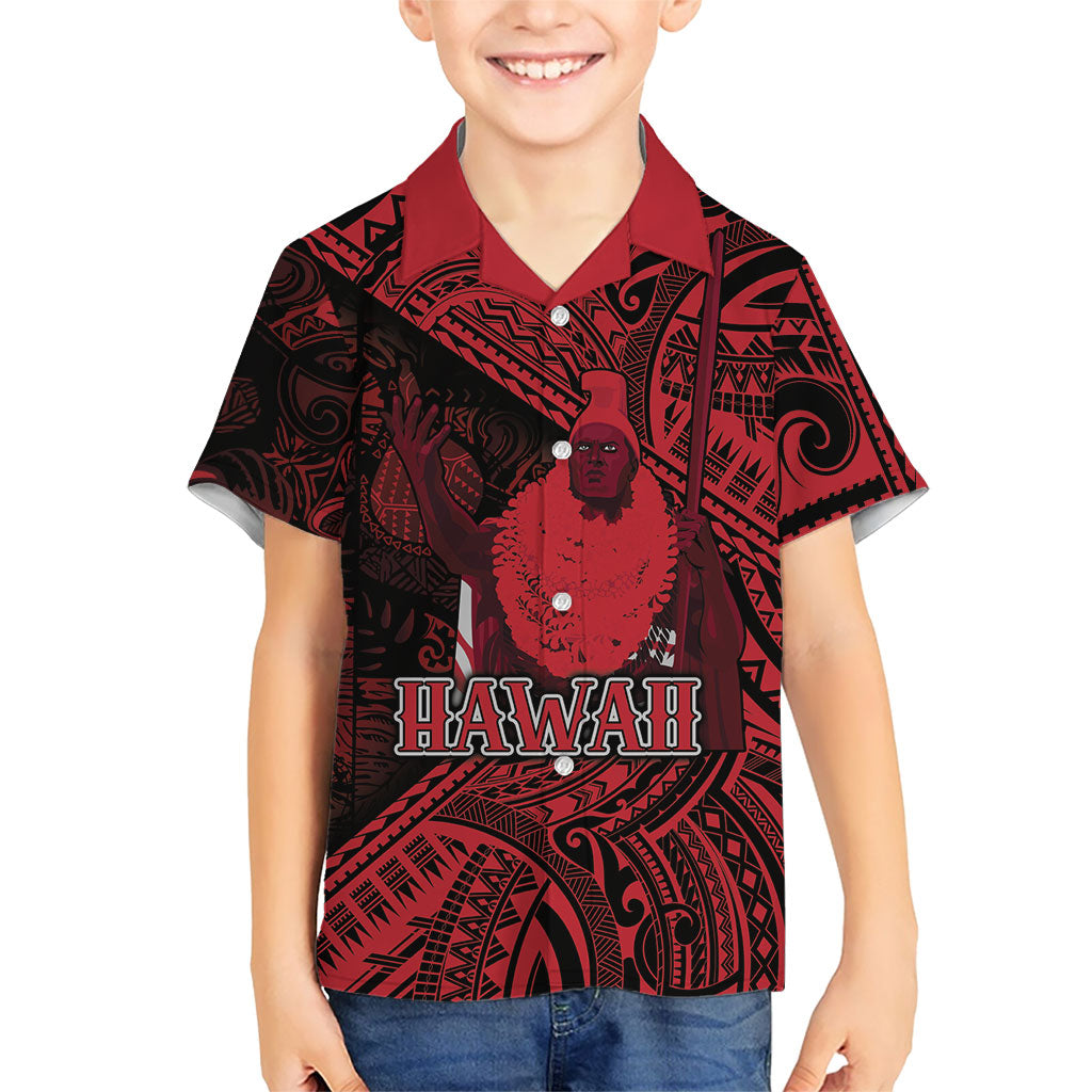 Hawaii King Kamehameha Family Matching Mermaid Dress and Hawaiian Shirt With Hawaiian Ipu Motifs Red Version LT05 Son's Shirt Red - Polynesian Pride