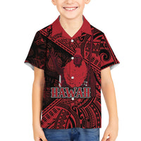 Hawaii King Kamehameha Family Matching Mermaid Dress and Hawaiian Shirt With Hawaiian Ipu Motifs Red Version LT05 Son's Shirt Red - Polynesian Pride