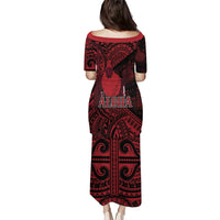 Hawaii King Kamehameha Family Matching Puletasi and Hawaiian Shirt With Hawaiian Ipu Motifs Red Version