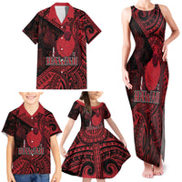 Hawaii King Kamehameha Family Matching Tank Maxi Dress and Hawaiian Shirt With Hawaiian Ipu Motifs Red Version LT05 - Polynesian Pride
