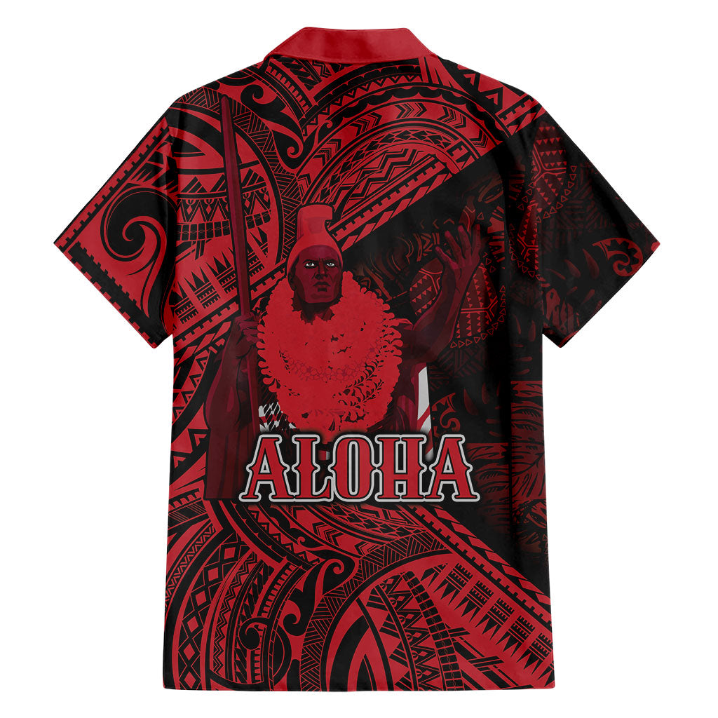 Hawaii King Kamehameha Family Matching Tank Maxi Dress and Hawaiian Shirt With Hawaiian Ipu Motifs Red Version LT05 - Polynesian Pride