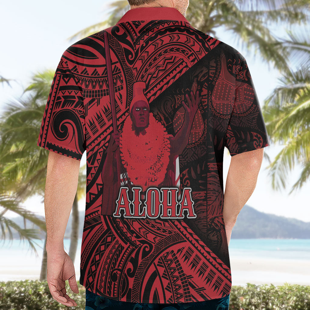 Hawaii King Kamehameha Hawaiian Shirt With Hawaiian Ipu Motifs Red Version LT05 - Polynesian Pride