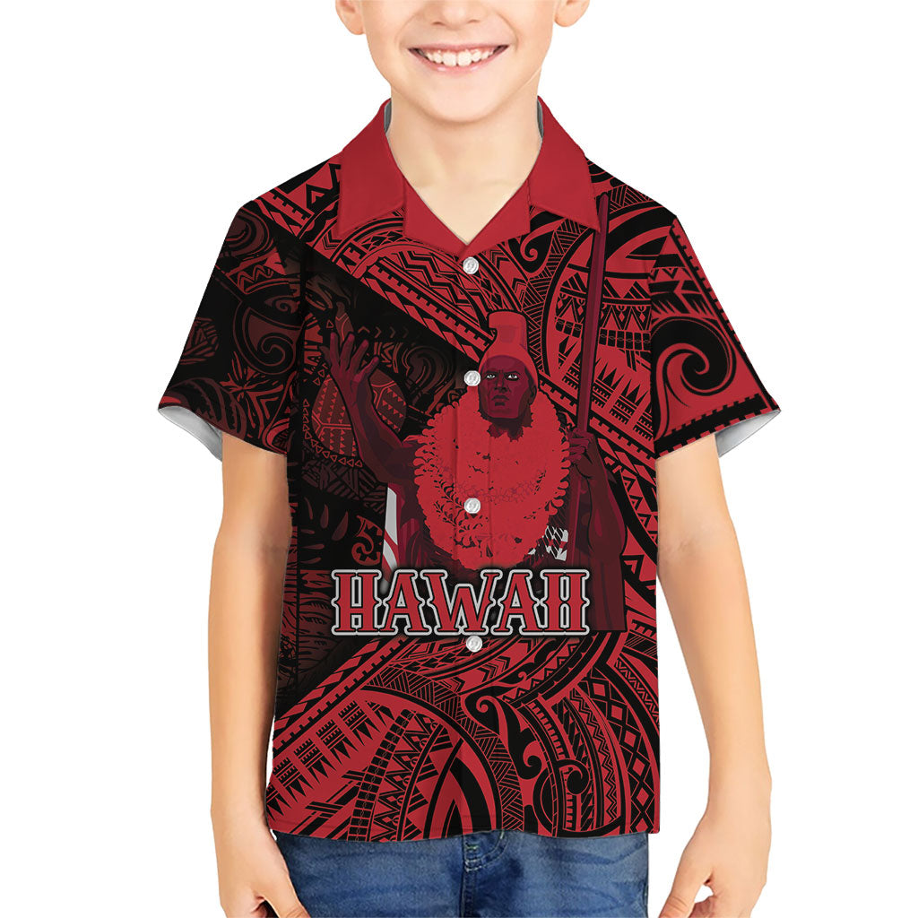Hawaii King Kamehameha Hawaiian Shirt With Hawaiian Ipu Motifs Red Version LT05 - Polynesian Pride