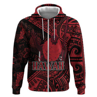 Hawaii King Kamehameha Hoodie With Hawaiian Ipu Motifs Red Version