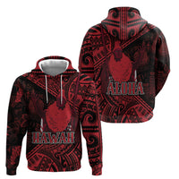 Hawaii King Kamehameha Hoodie With Hawaiian Ipu Motifs Red Version