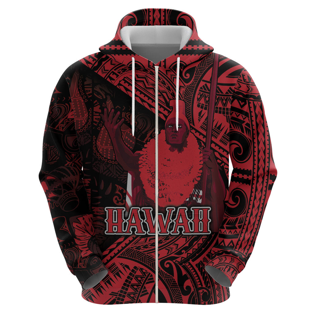 Hawaii King Kamehameha Hoodie With Hawaiian Ipu Motifs Red Version