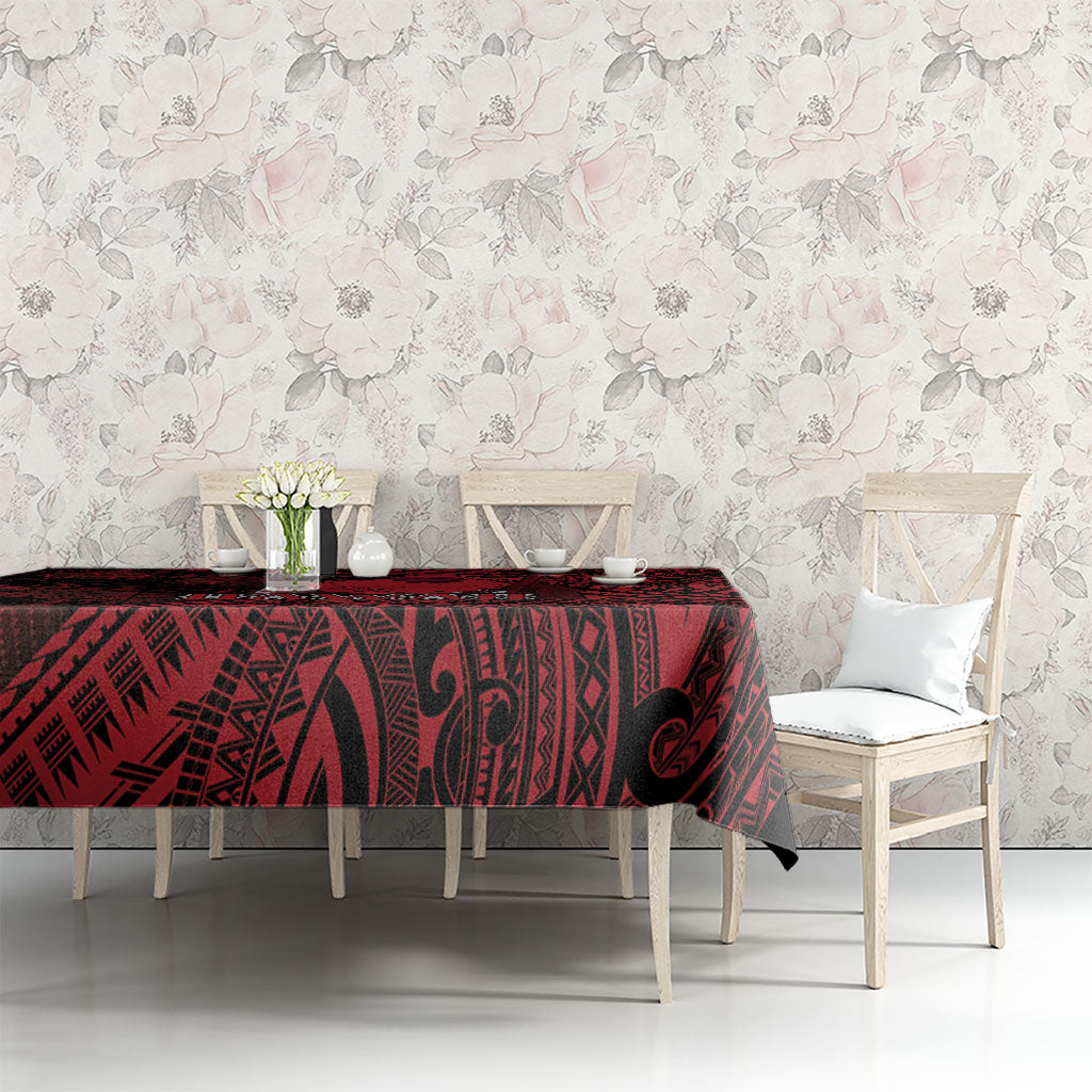 Hawaii King Kamehameha Tablecloth With Hawaiian Ipu Motifs Red Version
