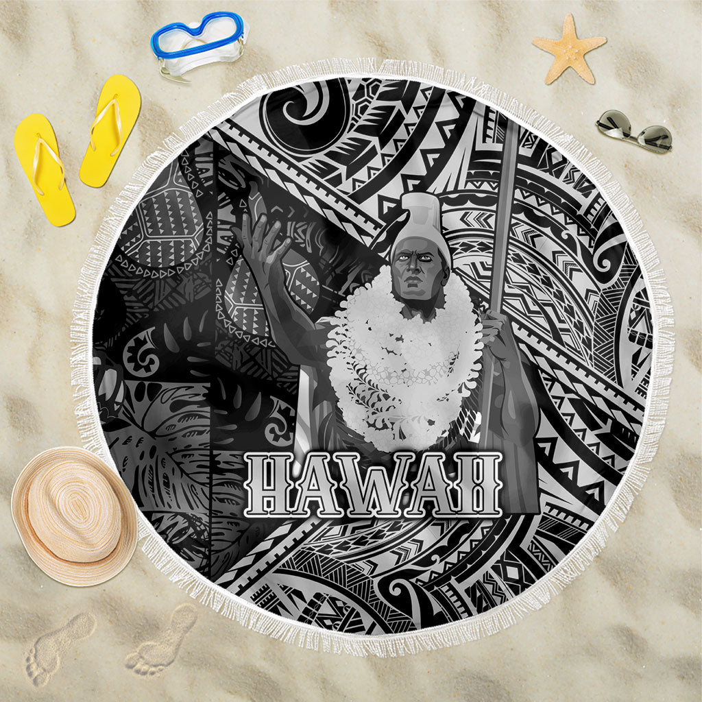 Hawaii King Kamehameha Beach Blanket With Hawaiian Ipu Motifs Black Version
