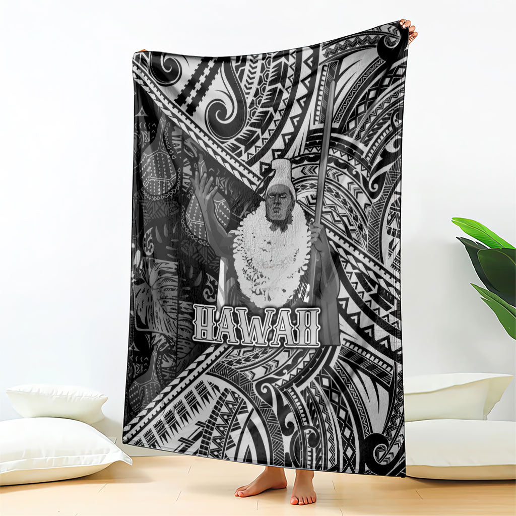 Hawaii King Kamehameha Blanket With Hawaiian Ipu Motifs Black Version