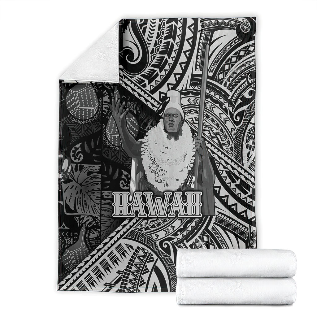 Hawaii King Kamehameha Blanket With Hawaiian Ipu Motifs Black Version