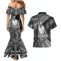 Hawaii King Kamehameha Couples Matching Mermaid Dress and Hawaiian Shirt With Hawaiian Ipu Motifs Black Version
