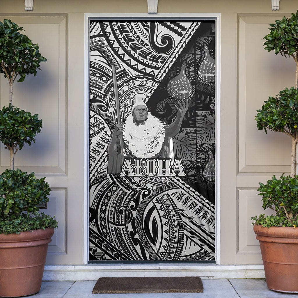 Hawaii King Kamehameha Door Cover With Hawaiian Ipu Motifs Black Version
