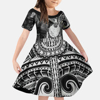 Hawaii King Kamehameha Family Matching Long Sleeve Bodycon Dress and Hawaiian Shirt With Hawaiian Ipu Motifs Black Version