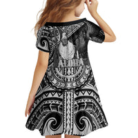 Hawaii King Kamehameha Family Matching Off The Shoulder Long Sleeve Dress and Hawaiian Shirt With Hawaiian Ipu Motifs Black Version