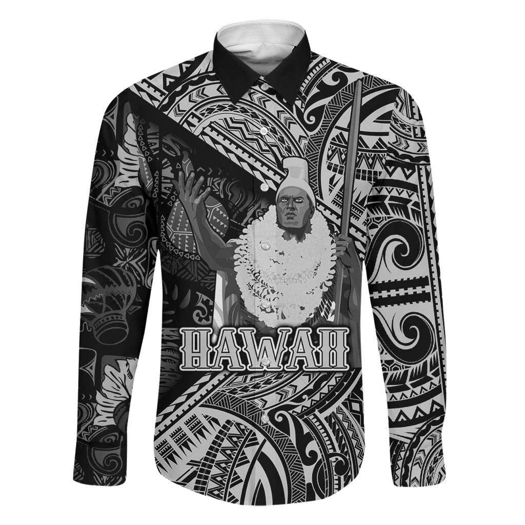 Hawaii King Kamehameha Family Matching Puletasi and Hawaiian Shirt With Hawaiian Ipu Motifs Black Version
