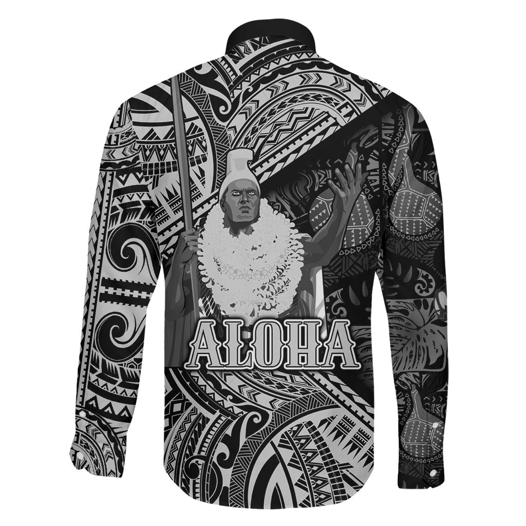 Hawaii King Kamehameha Family Matching Short Sleeve Bodycon Dress and Hawaiian Shirt With Hawaiian Ipu Motifs Black Version