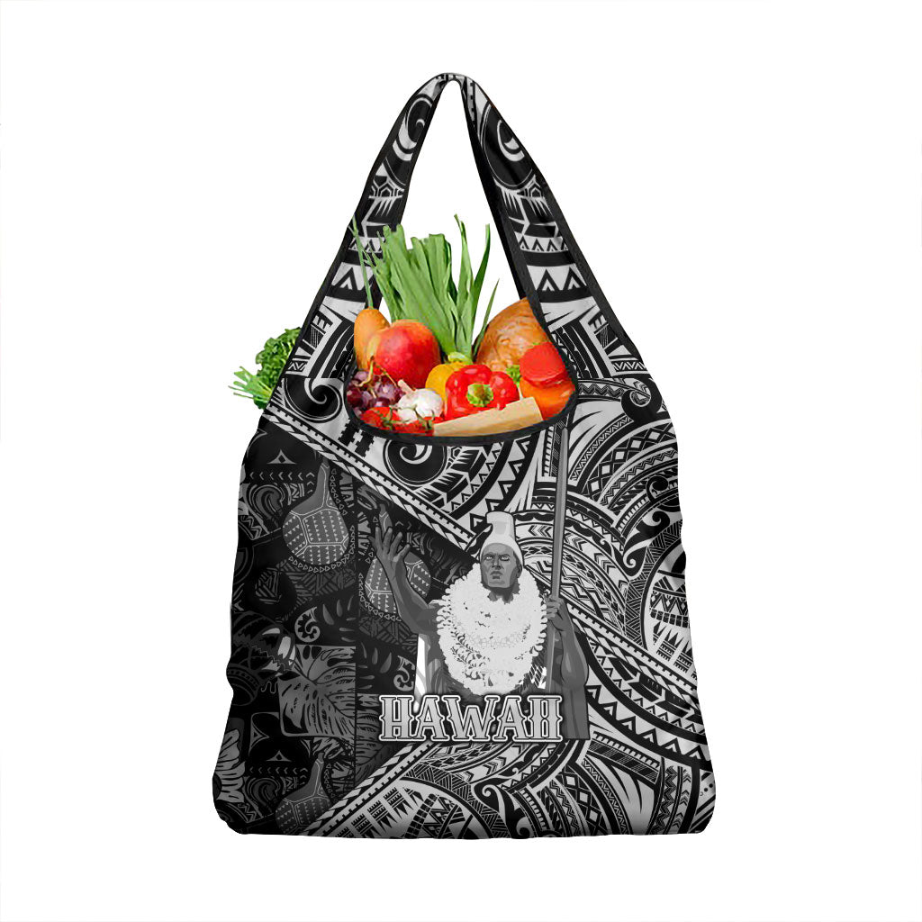 Hawaii King Kamehameha Grocery Bag With Hawaiian Ipu Motifs Black Version