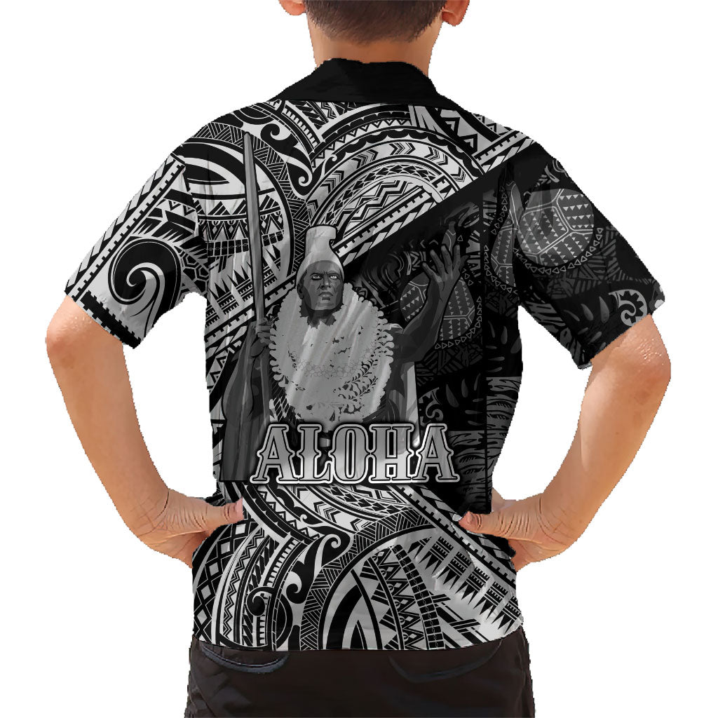 Hawaii King Kamehameha Hawaiian Shirt With Hawaiian Ipu Motifs Black Version LT05 - Polynesian Pride