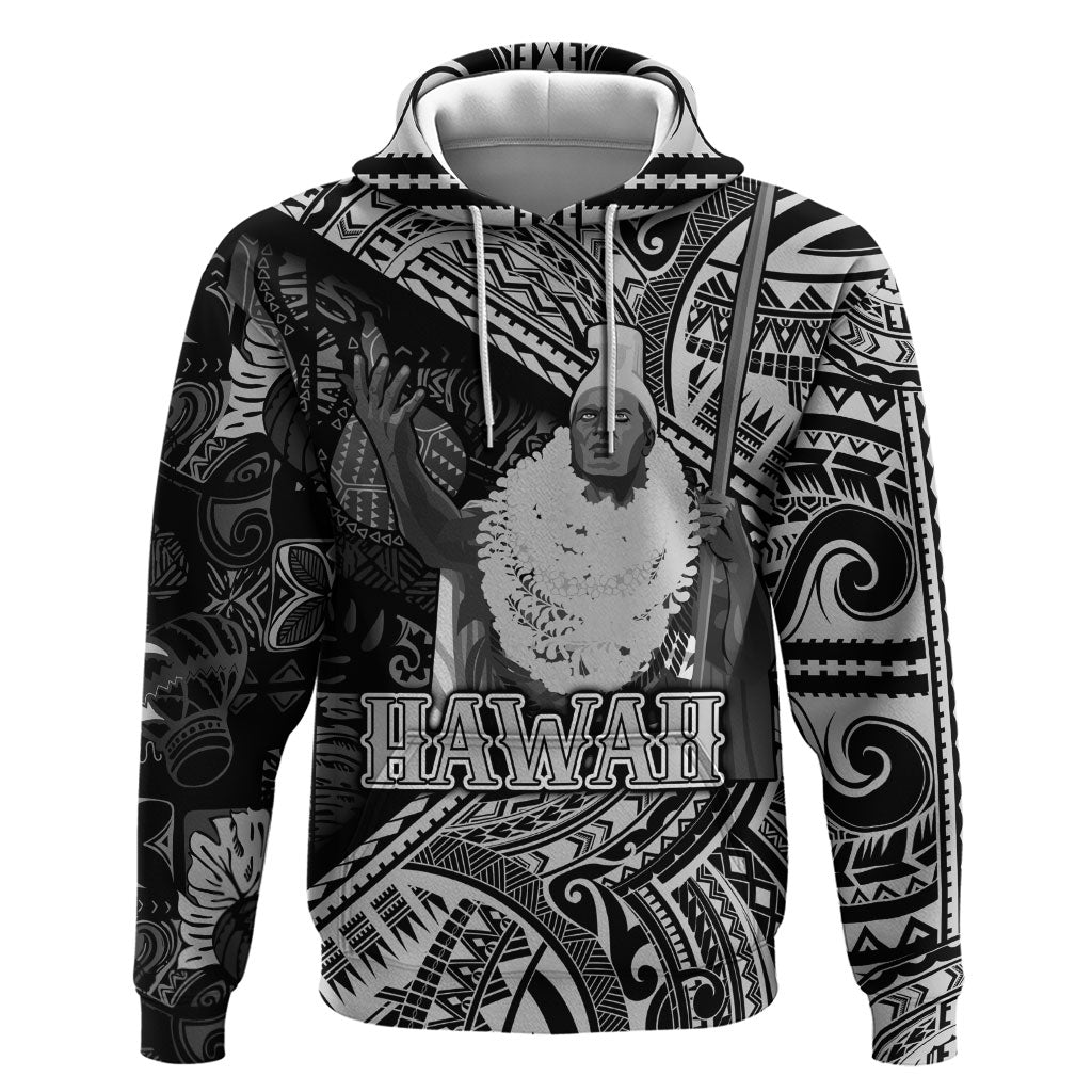 Hawaii King Kamehameha Hoodie With Hawaiian Ipu Motifs Black Version