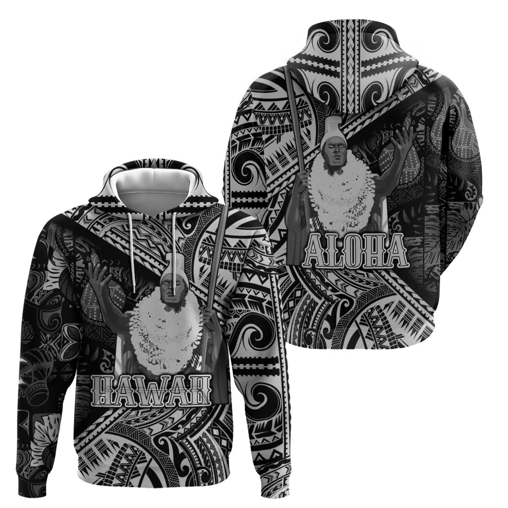 Hawaii King Kamehameha Hoodie With Hawaiian Ipu Motifs Black Version