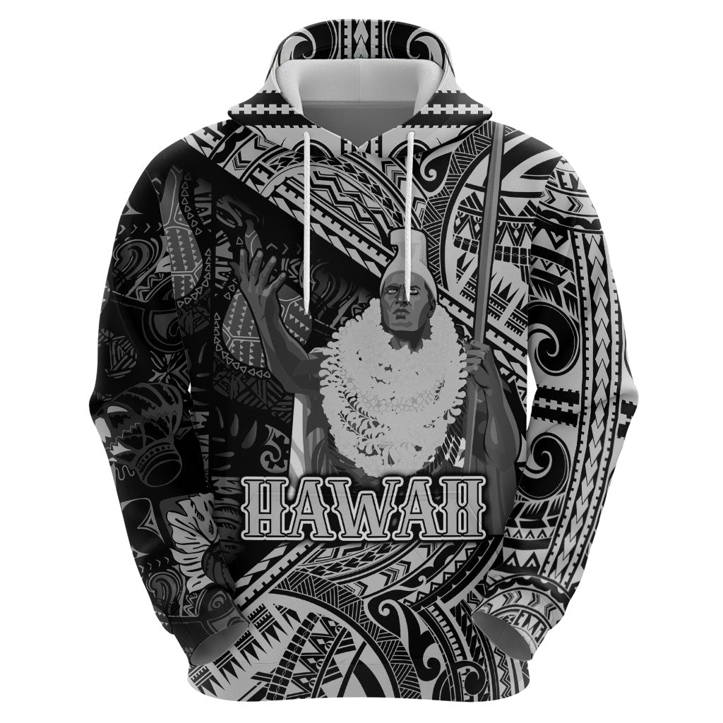 Hawaii King Kamehameha Hoodie With Hawaiian Ipu Motifs Black Version