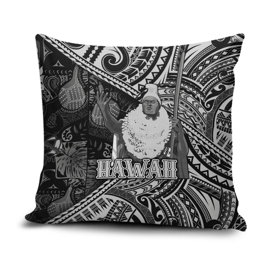 Hawaii King Kamehameha Pillow Cover With Hawaiian Ipu Motifs Black Version