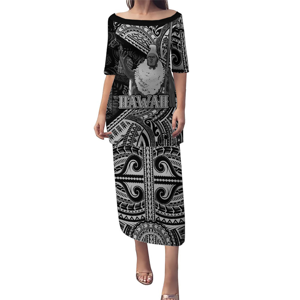 Hawaii King Kamehameha Puletasi With Hawaiian Ipu Motifs Black Version