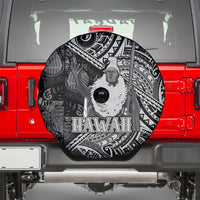 Hawaii King Kamehameha Spare Tire Cover With Hawaiian Ipu Motifs Black Version