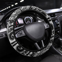 Hawaii King Kamehameha Steering Wheel Cover With Hawaiian Ipu Motifs Black Version