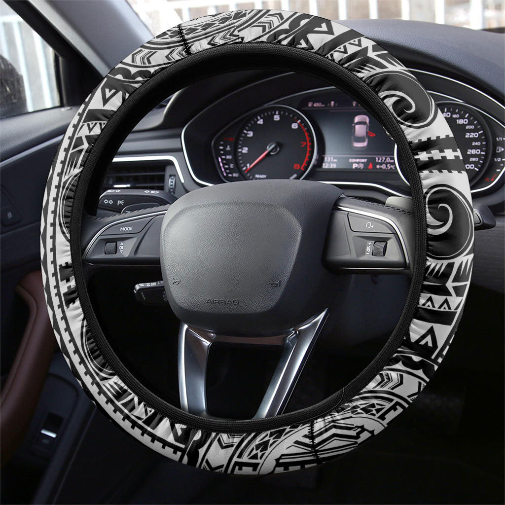 Hawaii King Kamehameha Steering Wheel Cover With Hawaiian Ipu Motifs Black Version