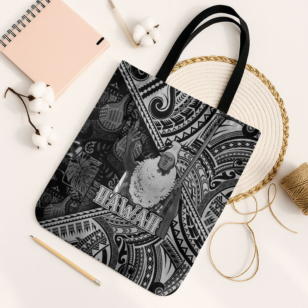 Hawaii King Kamehameha Tote Bag With Hawaiian Ipu Motifs Black Version