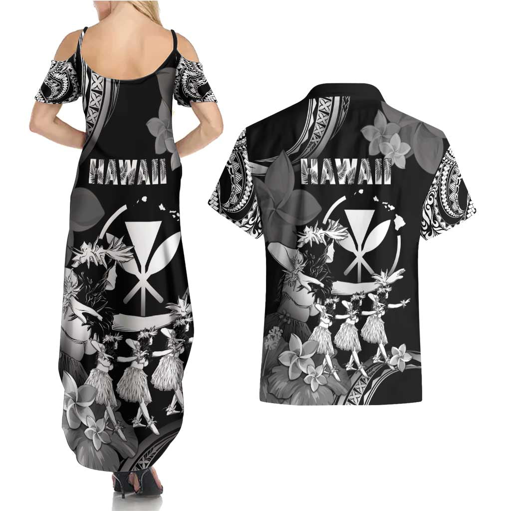 Hawaii Beautiful Hula Dancers Couples Matching Summer Maxi Dress and Hawaiian Shirt With Ipu Keke And Pahu Drum