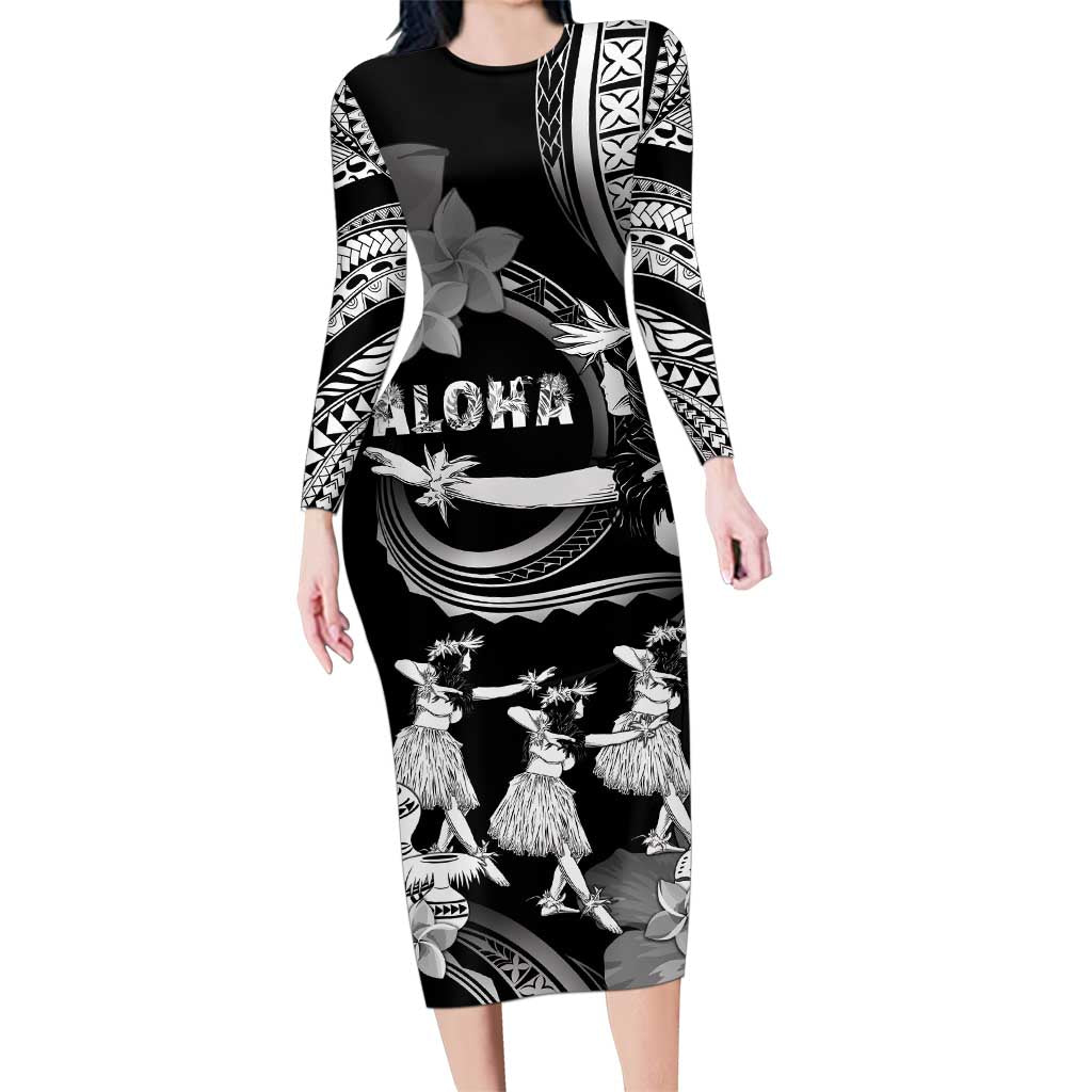 Hawaii Beautiful Hula Dancers Family Matching Long Sleeve Bodycon Dress and Hawaiian Shirt With Ipu Keke And Pahu Drum