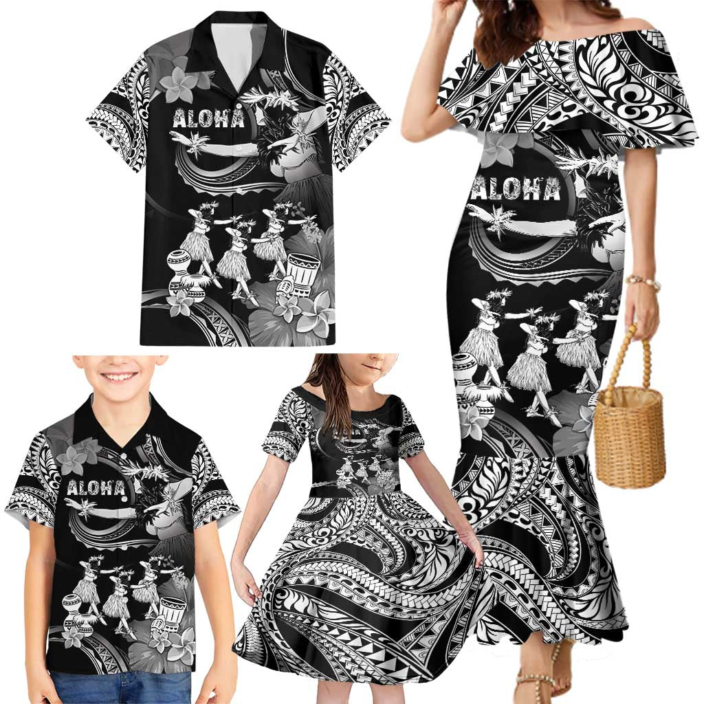 Hawaii Beautiful Hula Dancers Family Matching Mermaid Dress and Hawaiian Shirt With Ipu Keke And Pahu Drum