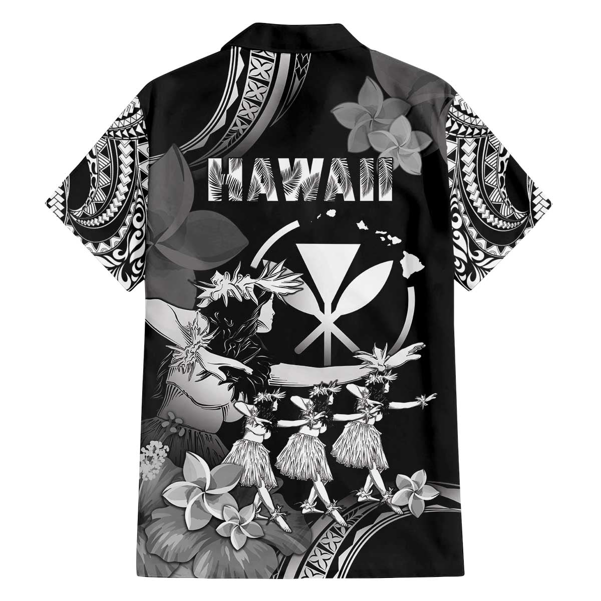 Hawaii Beautiful Hula Dancers Family Matching Off The Shoulder Long Sleeve Dress and Hawaiian Shirt With Ipu Keke And Pahu Drum