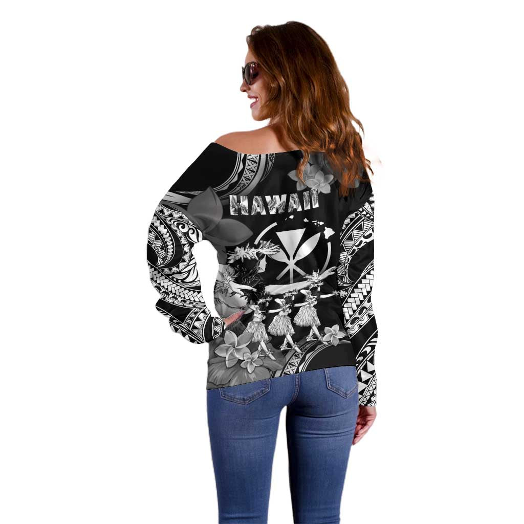 Hawaii Beautiful Hula Dancers Off Shoulder Sweater With Ipu Keke And Pahu Drum