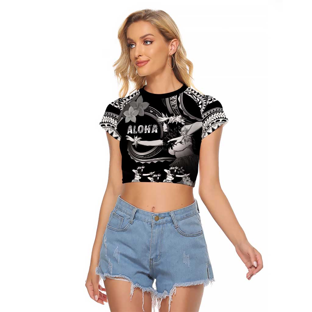 Hawaii Beautiful Hula Dancers Raglan Cropped T Shirt With Ipu Keke And Pahu Drum