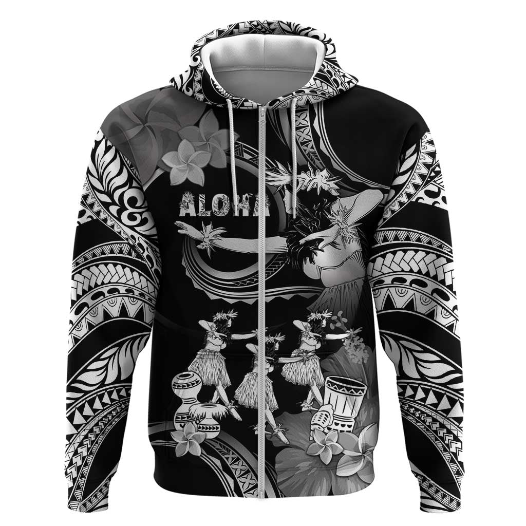 Hawaii Beautiful Hula Dancers Zip Hoodie With Ipu Keke And Pahu Drum