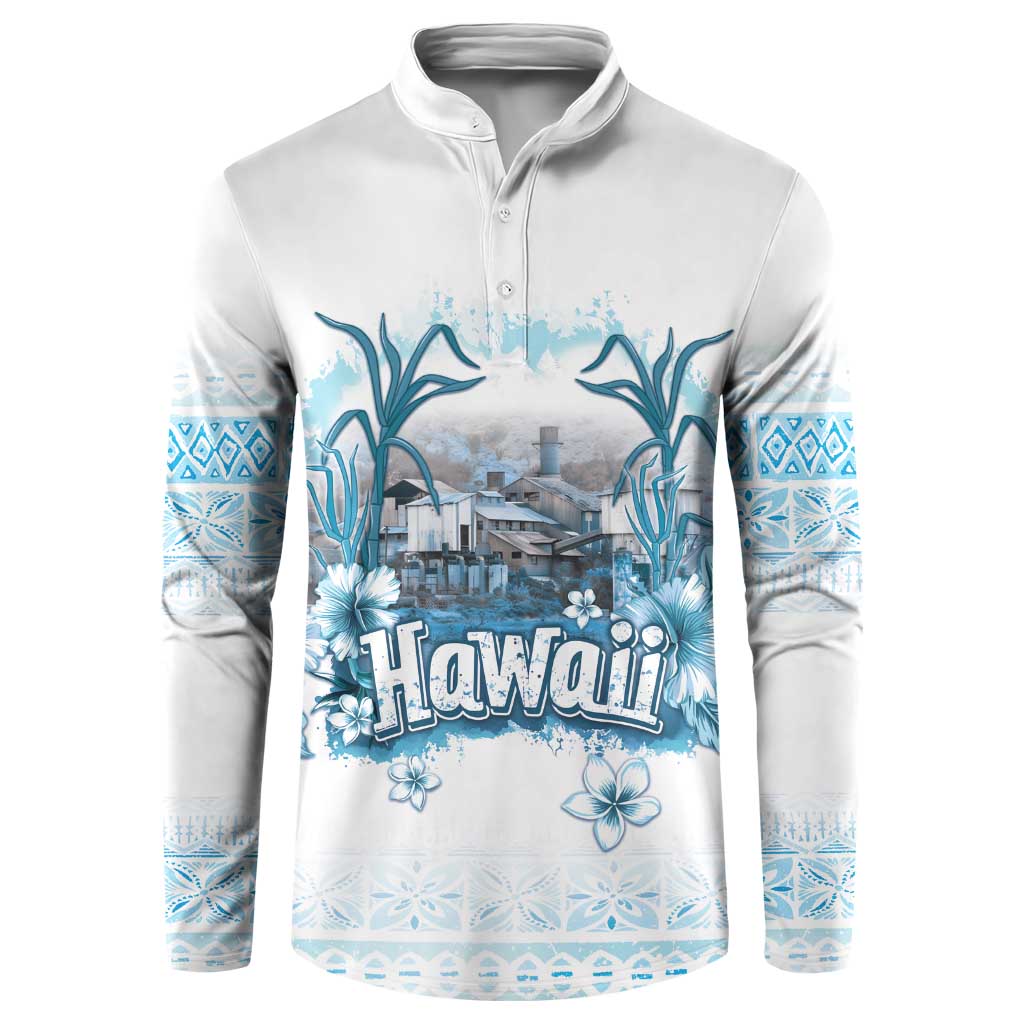 Hawaii Sugar Plantation Button Sweatshirt With Hawaiian Tapa Pattern