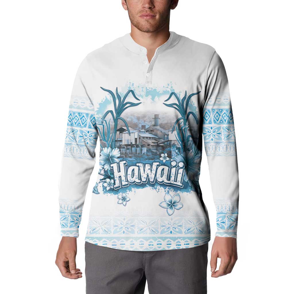 Hawaii Sugar Plantation Button Sweatshirt With Hawaiian Tapa Pattern