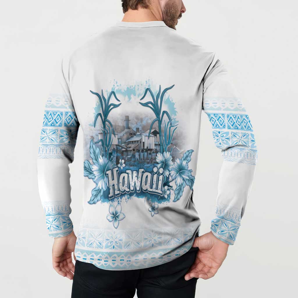 Hawaii Sugar Plantation Button Sweatshirt With Hawaiian Tapa Pattern