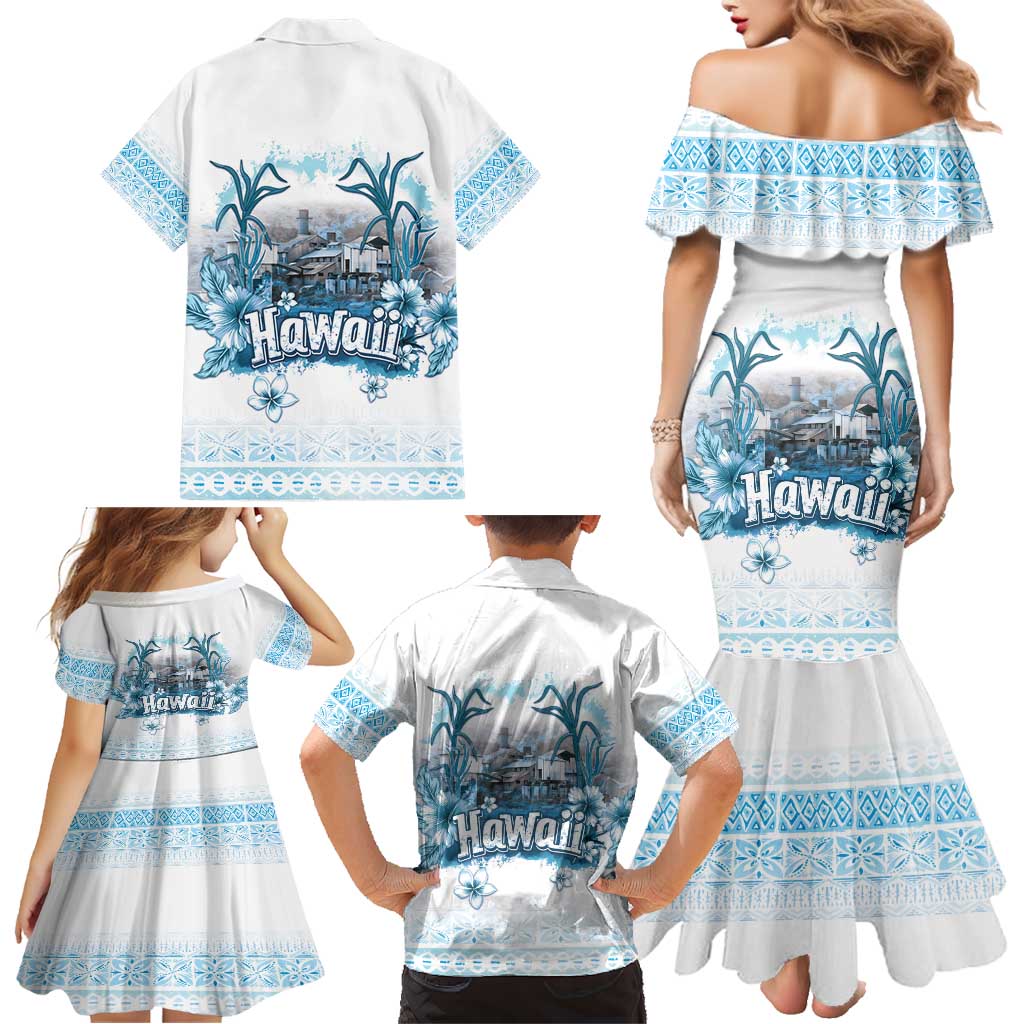 Hawaii Sugar Plantation Family Matching Mermaid Dress and Hawaiian Shirt With Hawaiian Tapa Pattern