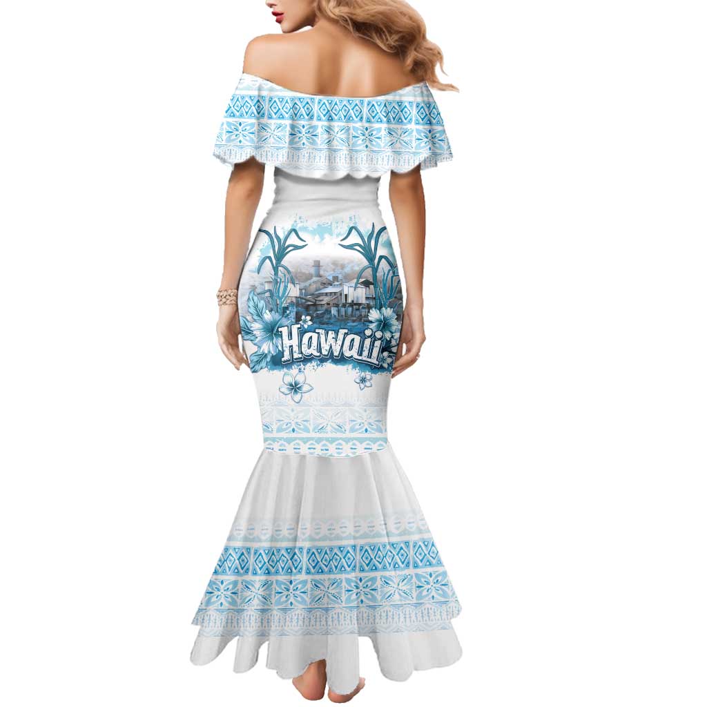 Hawaii Sugar Plantation Family Matching Mermaid Dress and Hawaiian Shirt With Hawaiian Tapa Pattern