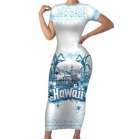 Hawaii Sugar Plantation Family Matching Short Sleeve Bodycon Dress and Hawaiian Shirt With Hawaiian Tapa Pattern